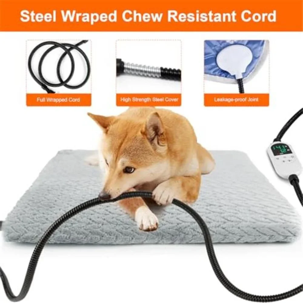 Heated Cat Bed Dog Warming Pad Adjustable Temperature Timer Soft Pet Electric